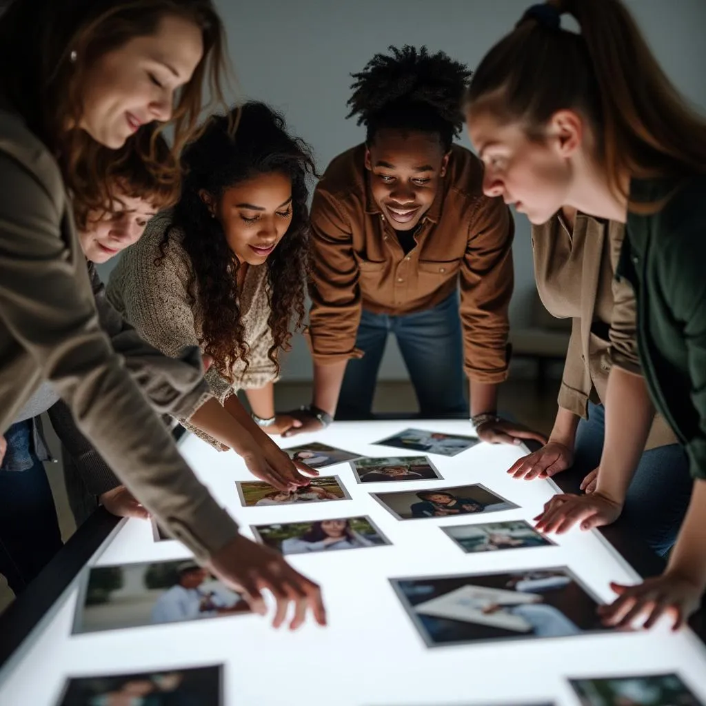 Collaboration d'équipe sur un projet photo
